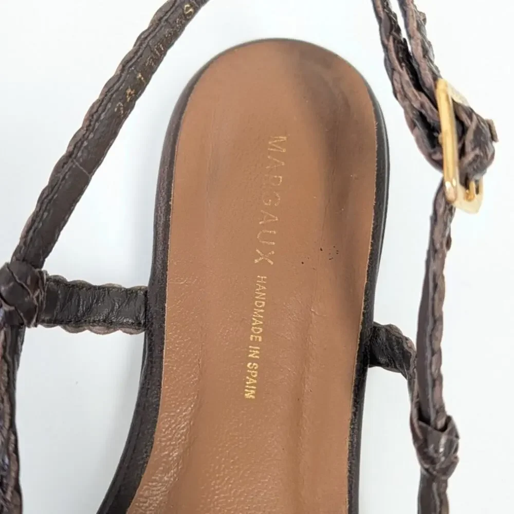 Margaux The Altea Espresso Woven Leather Slingbacks Sandals Womens EU39.5/US9